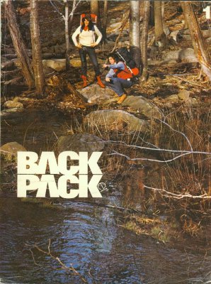 Scanned image from my microtek 800 scanner of first issue of Backerpacker Mag that sold for new on newsstand for 2.50 spring of 1973. Today is worth mu more with a great article on Eric Ryback.  ( Note: Funny how all old hiking photos and ads always have a pose of someone pointing! ! ; )