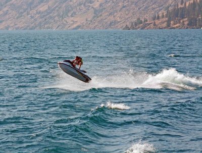 Big Jump Behind Boat