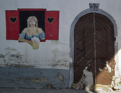 Decaying mural on wall_Kranjska Gora