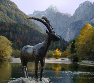 Ibex statue Lake Jasna