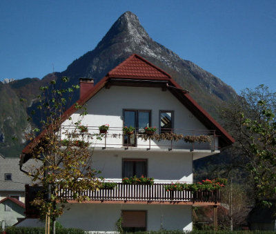 Bovecs house and so-called Slovenian Matterhorn