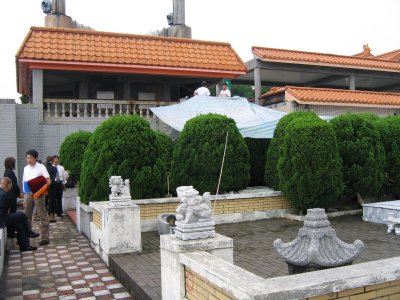 Burial site under tarp