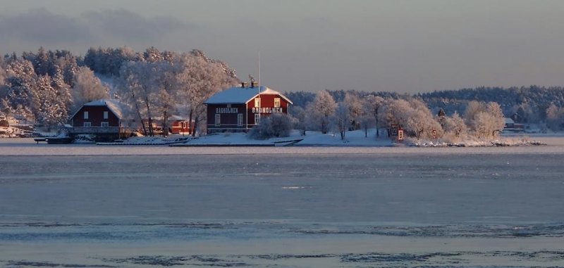 Badholmen i vinterskrud