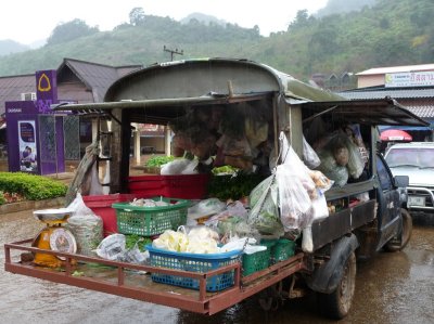 Vegetable vendor in village carpark