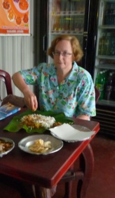 Tucking in to my veg curry, Sri Murugan Cafe