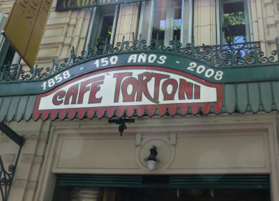 The outside of Cafe Tortoni, established in 1858