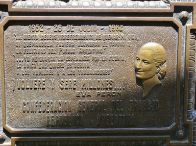 The plaque for Evita, see below for the English translation