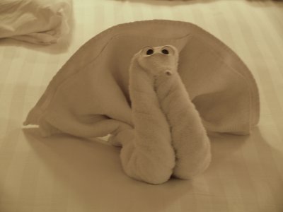 A towel swan
