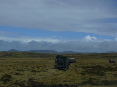 Four by fours on the rugged terrain, it was bumpy!