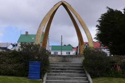 The whalebone arch in front of the cathedral