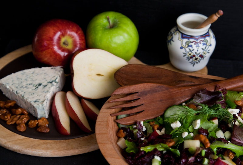Spring Mix with Cranberries, Apples, Nuts,  and Blue Cheese with Sherry Vinaigrette