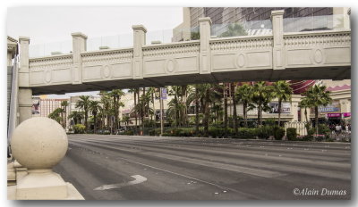 The Vegas strip, alternate view, very large Boulevard. 