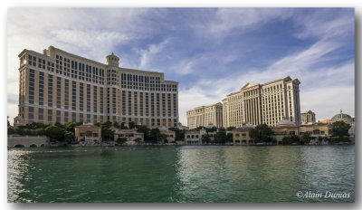 The Bellagio and a partial view of the Ceasars.