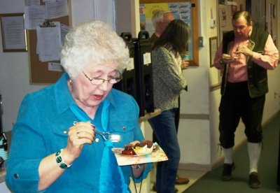 Mary enjoying the food