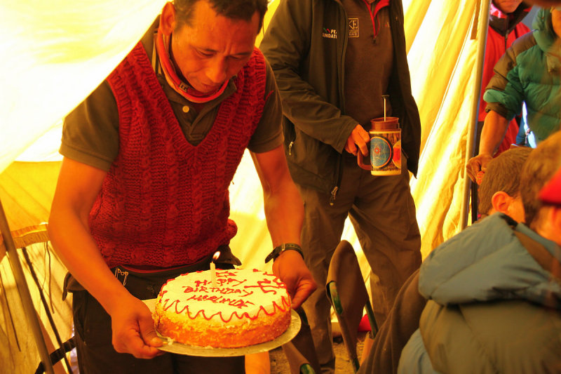 Fresh birthday cake at 4740 m