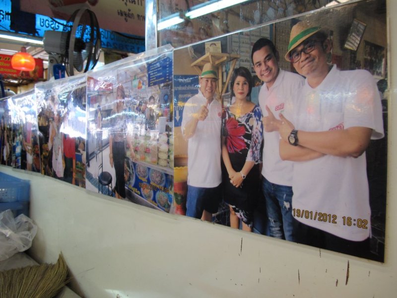 family photo collage at a market in Bangkok Thailand