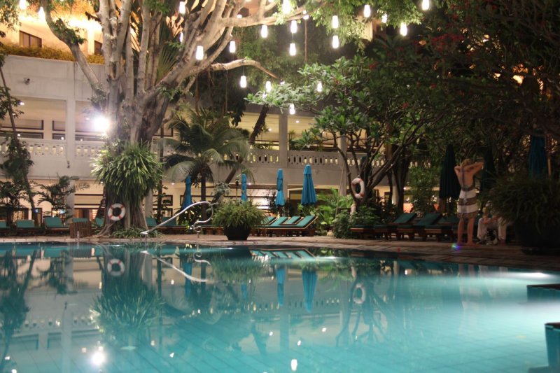 Anantara Bangkok Riverside Pool at Night