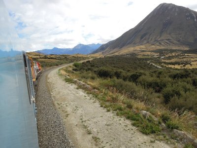 TranzAlpine Train through the Southern New Zealand Alps