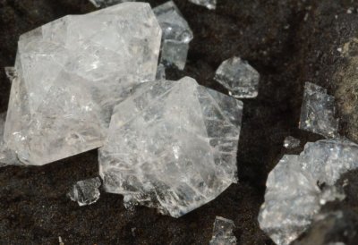 Chabazite, beautiful colourless, lustrous twins to 11 mm on 8 cm matrix. Alter Stein quarry, Allendorf, Umtal, Westerwald