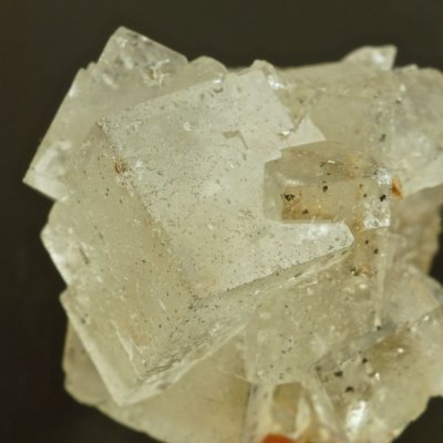 Colourless fluorite cubes to 18 mm, Coldstones Quarry, Greenhow, Yorkshire, England.