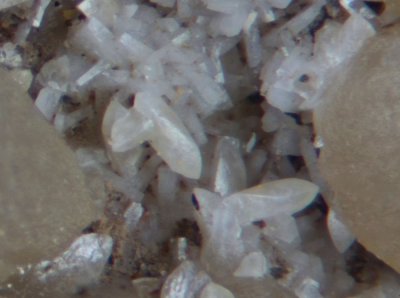 Smithsonite crystals on 35 mm matrix, Moulds Level, Arkengarthdale, N Yorkshire.