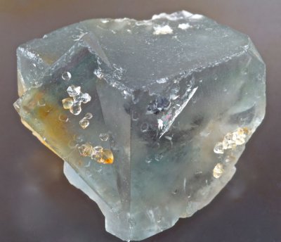 Fluorite twin with quartz crystals, 38 mm, 430 level, Greencleugh Mine, Rookhope, Co Durham