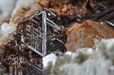 Rutile with siderite and apatite, 6 cm speimen. Hachupa, Baltistan, Pakistan.