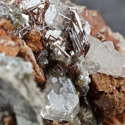 Rutile with siderite and apatite, 6 cm speimen. Hachupa, Baltistan, Pakistan.