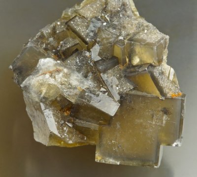 Fluorite crystals to about 2 cm in 4 cm group. High Skears Mine, Middleton-in-Teesdale, Co Durham.