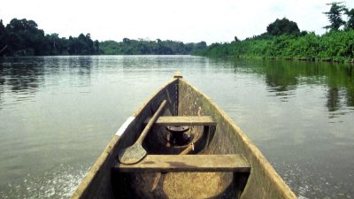 Pirogue on the Nyanga River, South Gabon. 30/5/98.