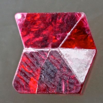 7 mm spinel showing spinel twin. Pinpyit, near Mogok, Burma/Myanmar.