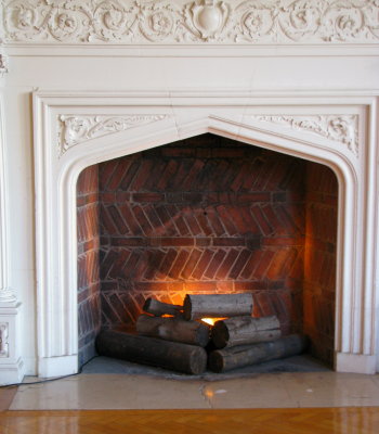 Fireplace at the partially restored Rutherfurd Mansion