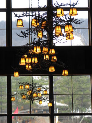 Fancy Chandeliers at new Red Tail Lodge at  Mountain Creek Ski Area, NJ