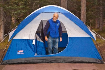 Our home away from home -- two cots inside with plenty of room