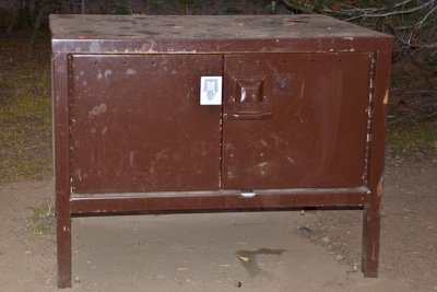 and this is the bearproof refrigerator and cupboard where we store our food overnight