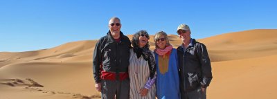 Tom, Jan, Kathy and Jay in the Sahara at Merzouga, Morocco