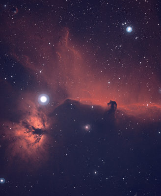 Horsehead and Flame Nebula - Bi-Color Ha/OIII