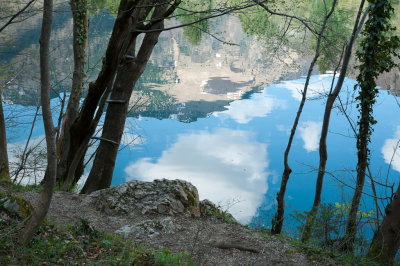 Mirrored mountain and sky