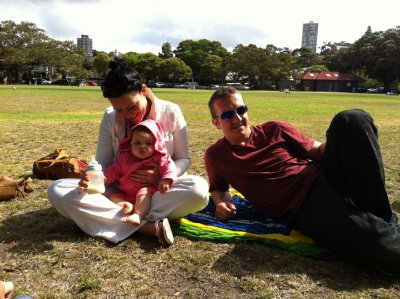 Pam and I and her Niece, Elise, in Elizabeth Bay