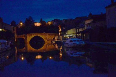 Nerac by night - view from our supper table on boat 