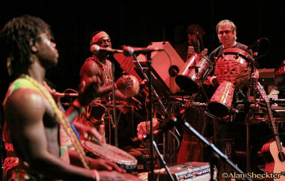 Mickey Hart arrives onstage during African Showboyz set