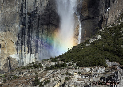 Yosemite Falls with a rainbow