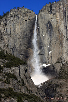 Upper Yosemite Falls and cone of ice below