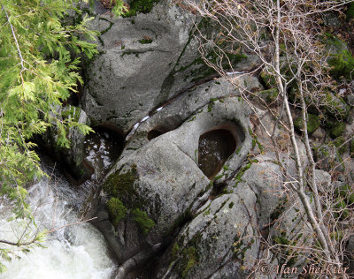 Several Indian grinding stens at Cascade Creek