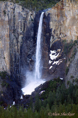 Bridalveil Falls (and cone of ice below) from the Tunnel View
