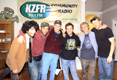 The California Honeydrops pose with KZFR GM Rick Anderson (3rd from left)