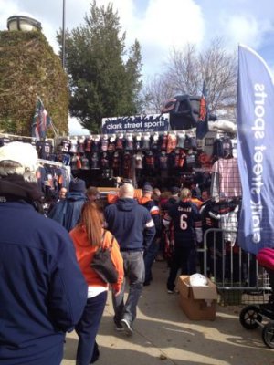 getting to steve was nuts- chicago bears crowds everywhere