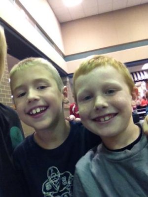 with his best school buddy, tj