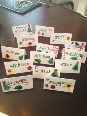 elisabeth and i made the christmas day place cards