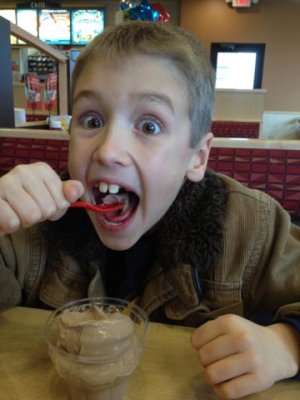 joe decided he likes dq much better without the dipping or the cone